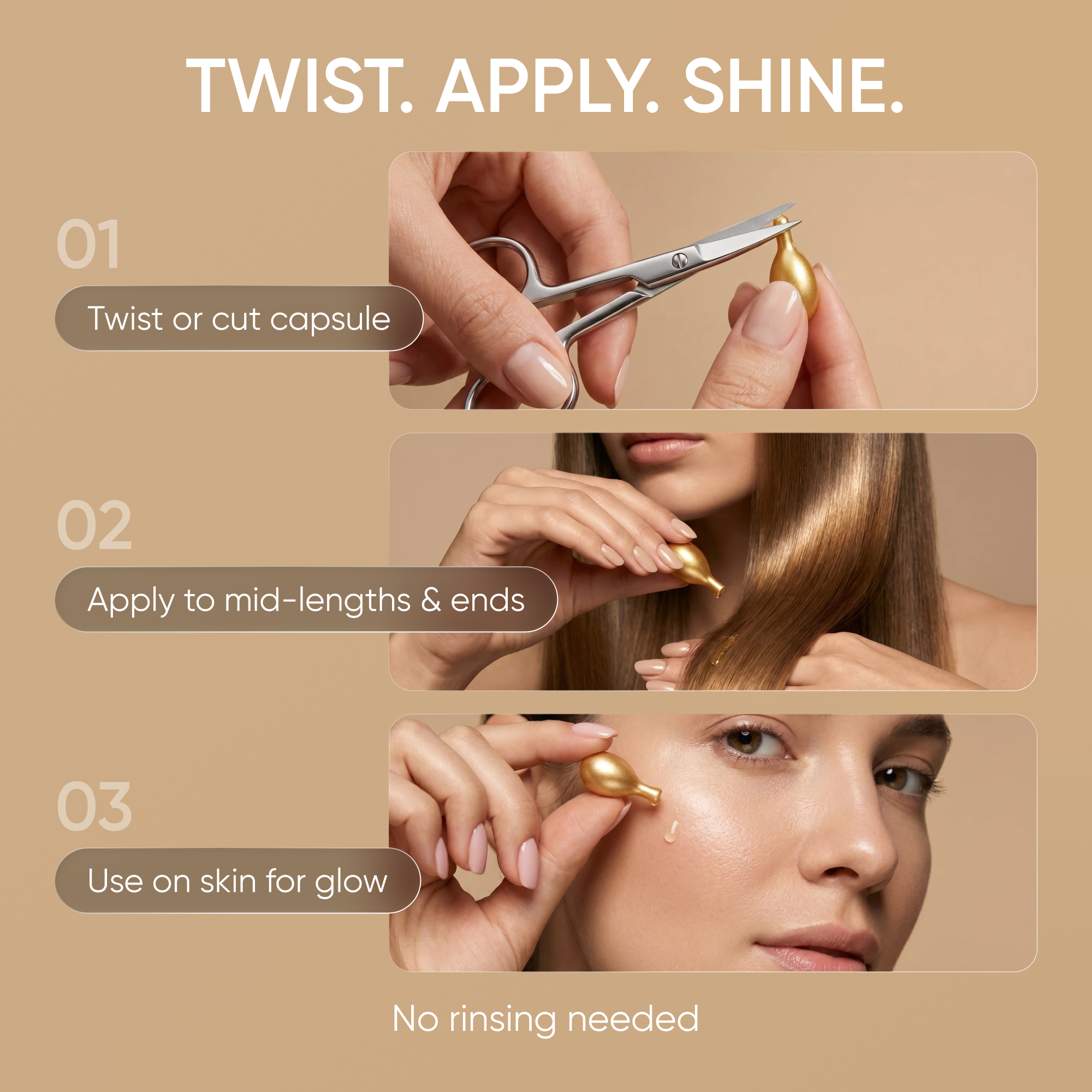 Anti-Frizz Hair Serum Capsules – Instant Shine & Smooth Hair